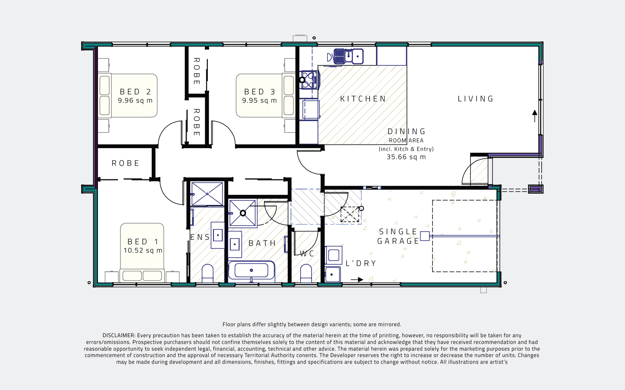 Type C – Three-bed, 2-bath single storey Hamilton home