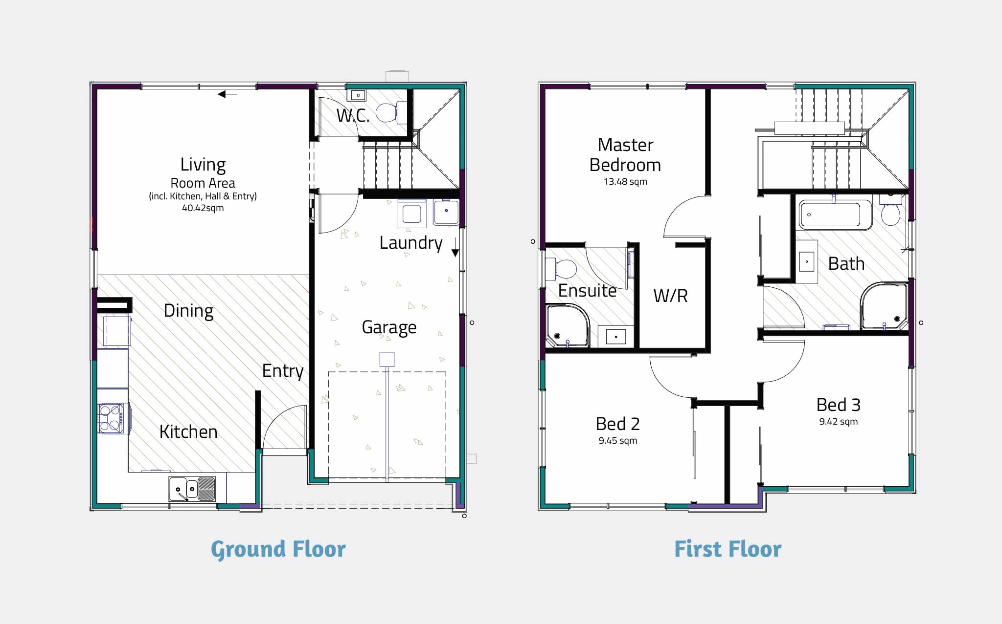 Type D – Three bed, 2.5 bath Hamilton home